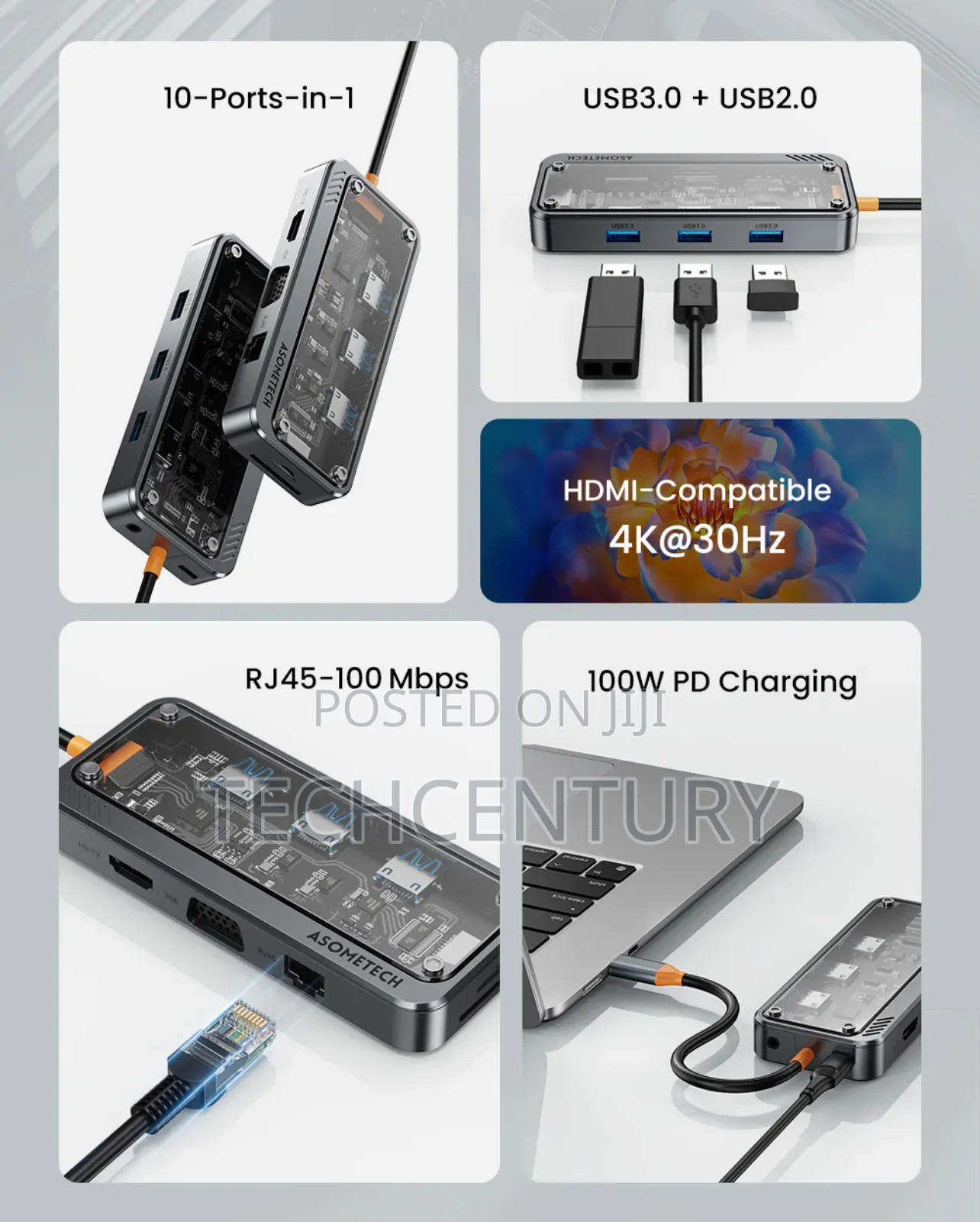 Asometech 10-in-1 Dock Station Type C Hub