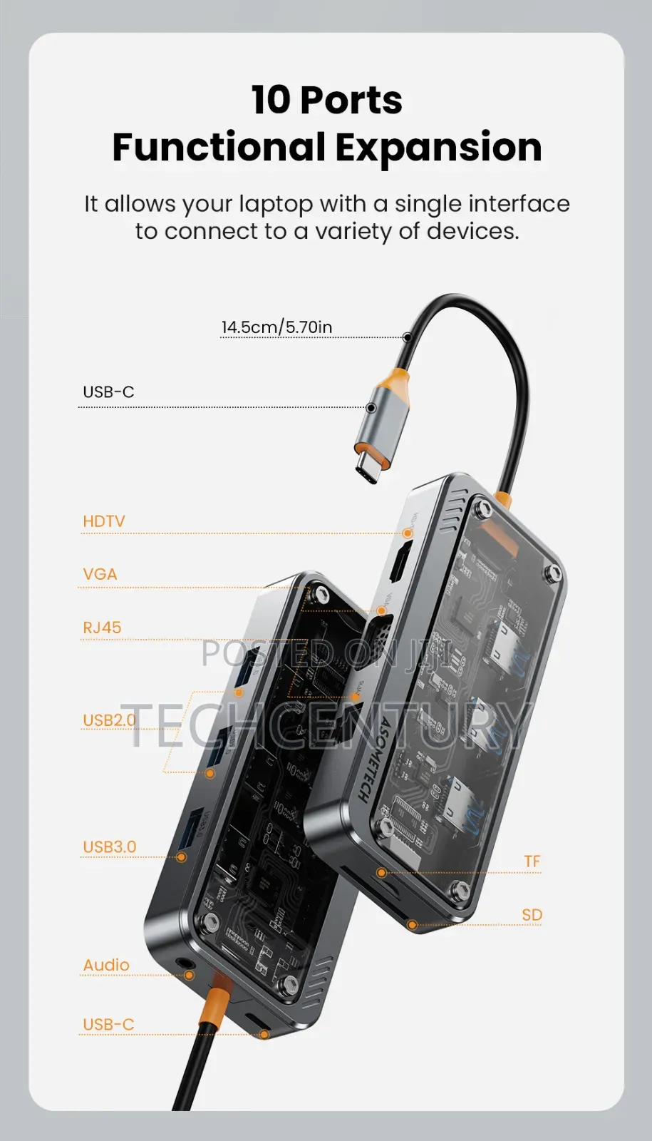 Asometech 10-in-1 Dock Station Type C Hub