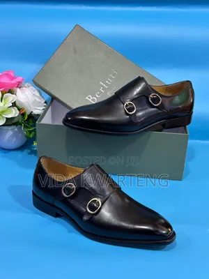Executive Berluti Black Leather Double Monk Shoe