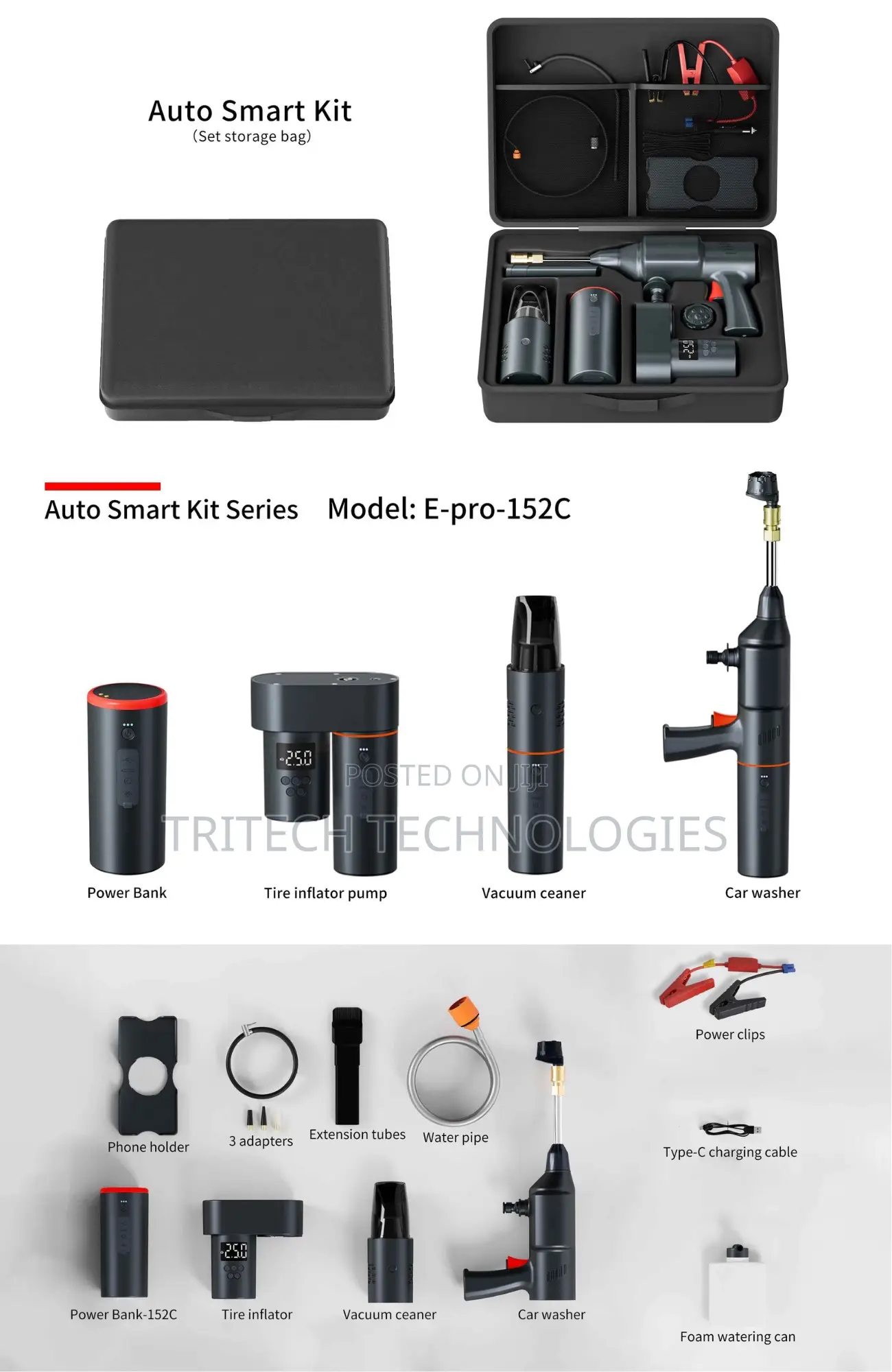 6-in-1 Tesla Jump Starter Kit With 100w Pressure Washer 19000p