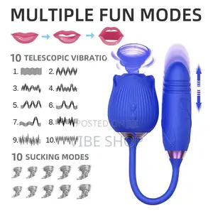 Premium 2-in-1 Rose Vibrator With Thrusting Stem Tongue Clit Licker