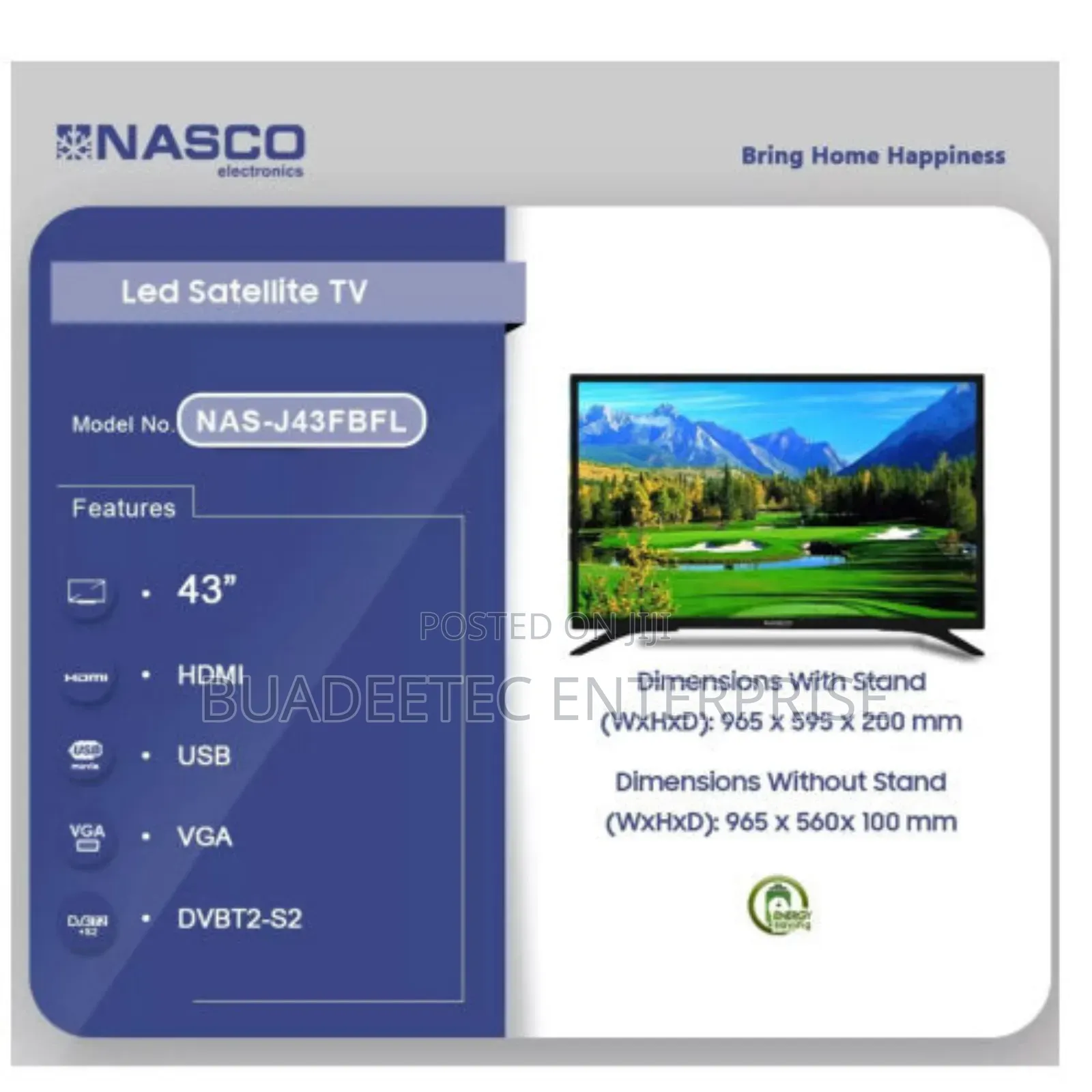Nasco 43 Inch Led Nas-J43fbfl Digital Satellite Television