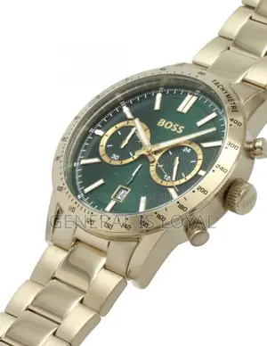 Hugo Boss Allure Chronograph Gold Green Dial Mens Stainless Watch