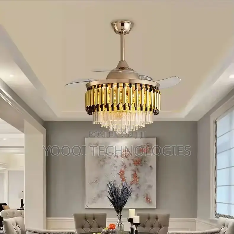 Elegant Luxury Crystal Chandelier Fan Light