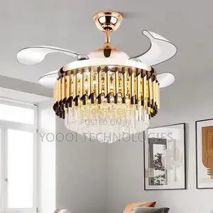 Elegant Luxury Crystal Chandelier Fan Light