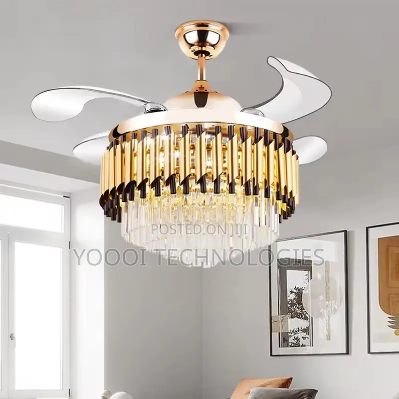 Elegant Luxury Crystal Chandelier Fan Light