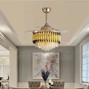 Elegant Luxury Crystal Chandelier Fan Light