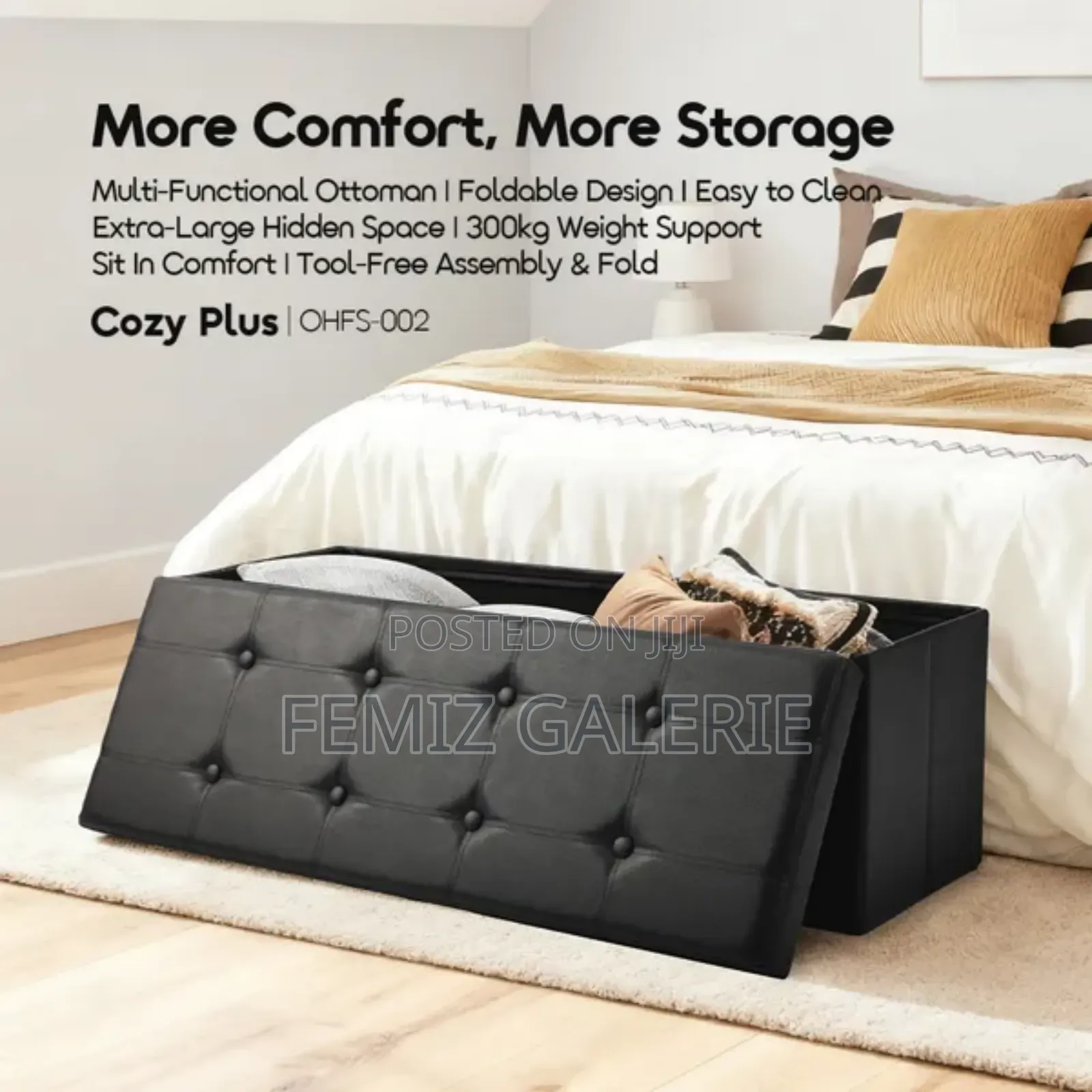 Oraimo Cozy Plus Extra-Large Foldable Design Storage Ottoman