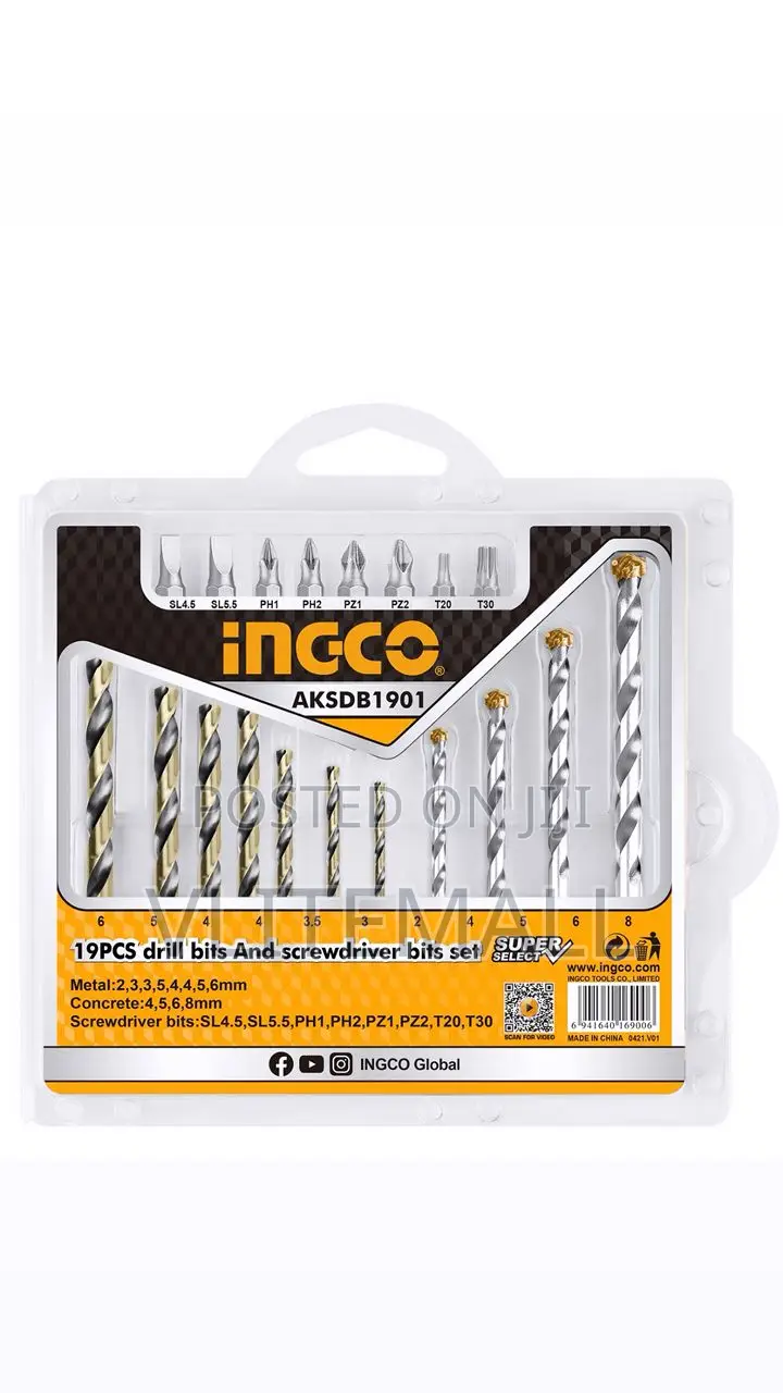19 Pcs Drill Bits Screwdriver Bits Set