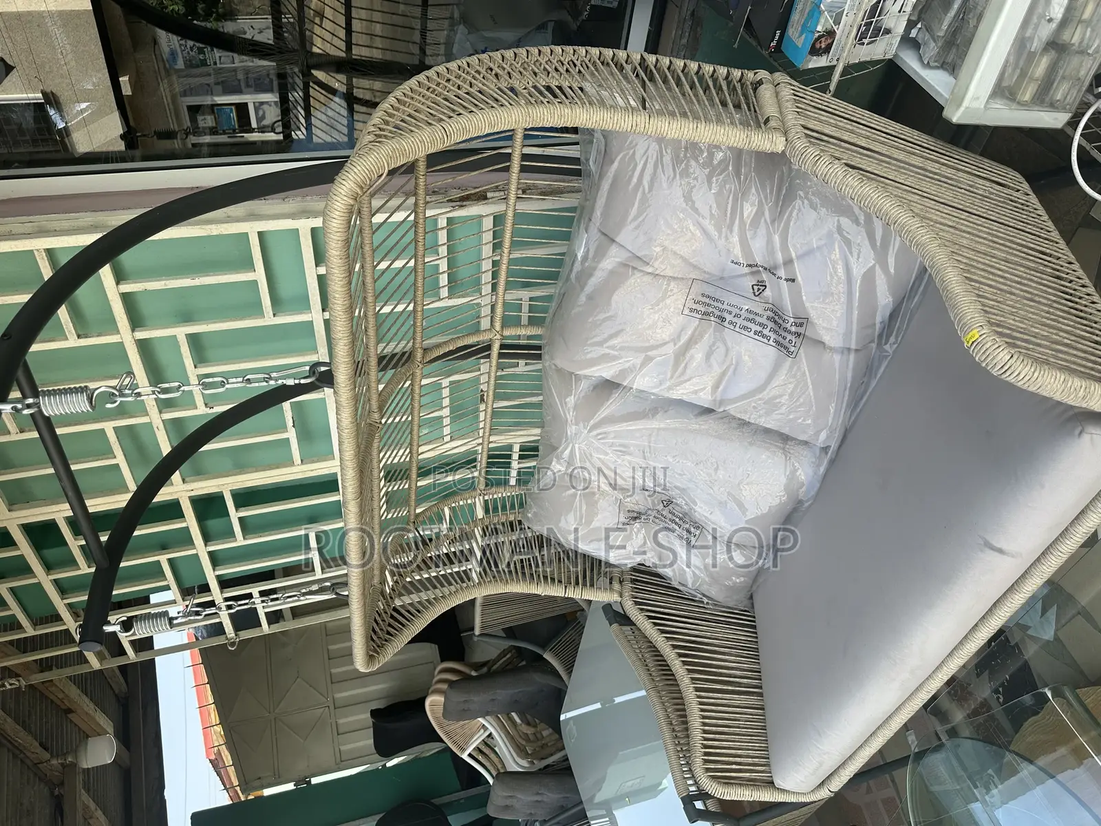 Luxury Outdoor Swing Chair With Stand – 2-Seater Rattan Style