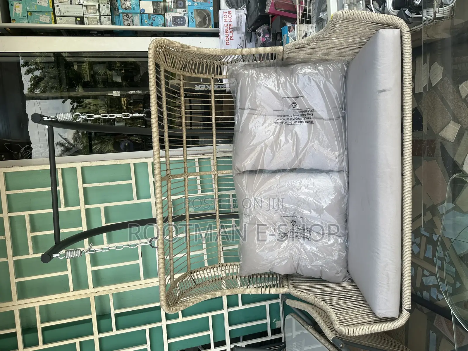 Luxury Outdoor Swing Chair With Stand – 2-Seater Rattan Style