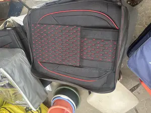 Black With Red Line Material Seat Cover Front and Back
