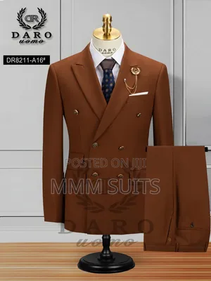 Quality 2-Piece Double-Breasted Light Brown Men Suit
