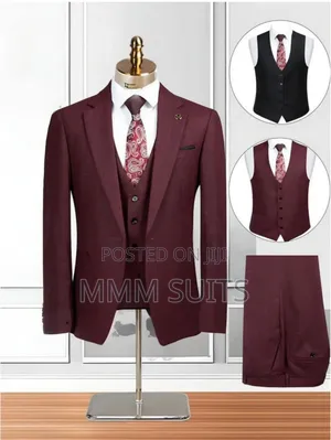Quality 3-Piece Turkish Men's With Tiny Stripes in Wine Colour