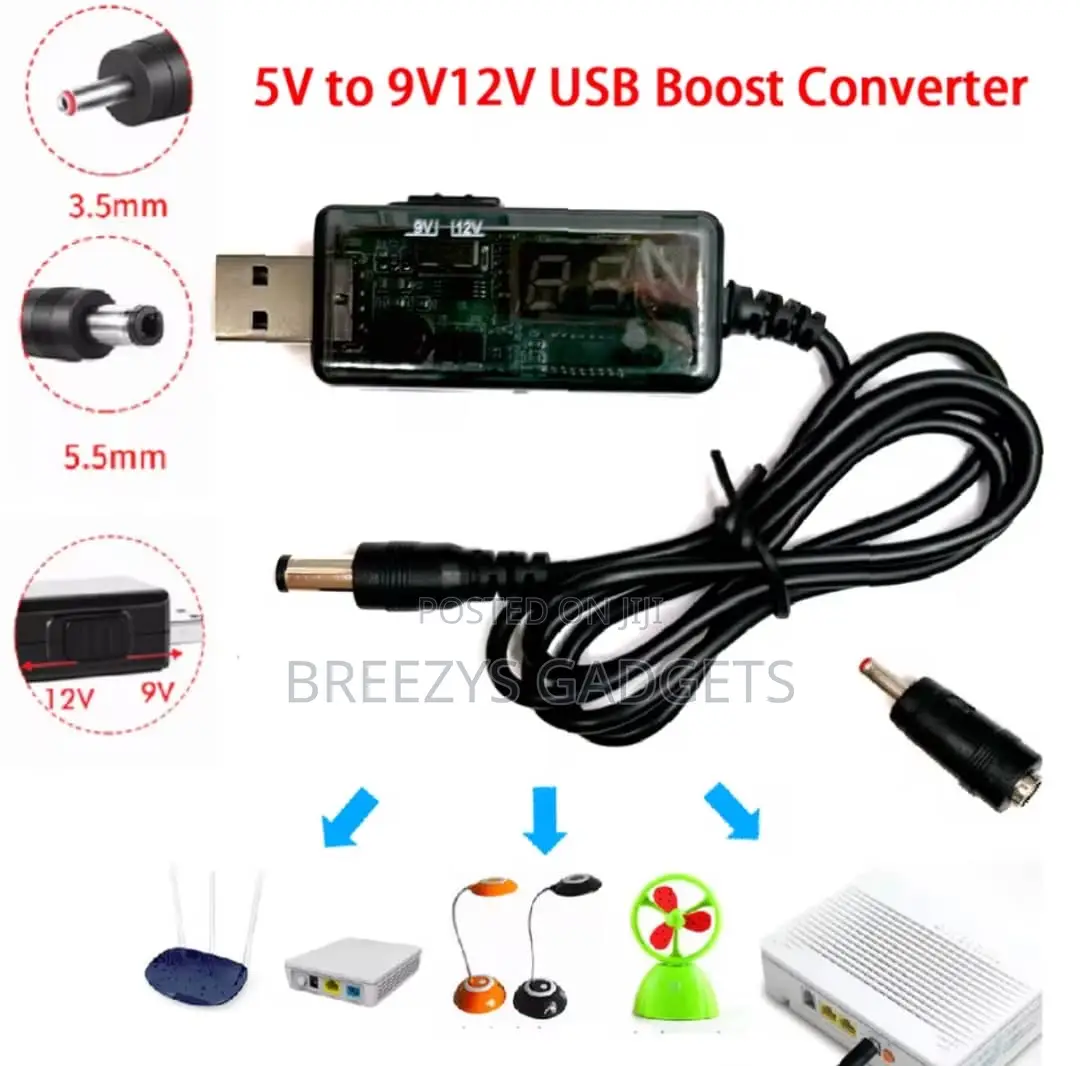 Usb Boost Converter Dc 5v to 9v 12v Usb Step-Up Converter Cable