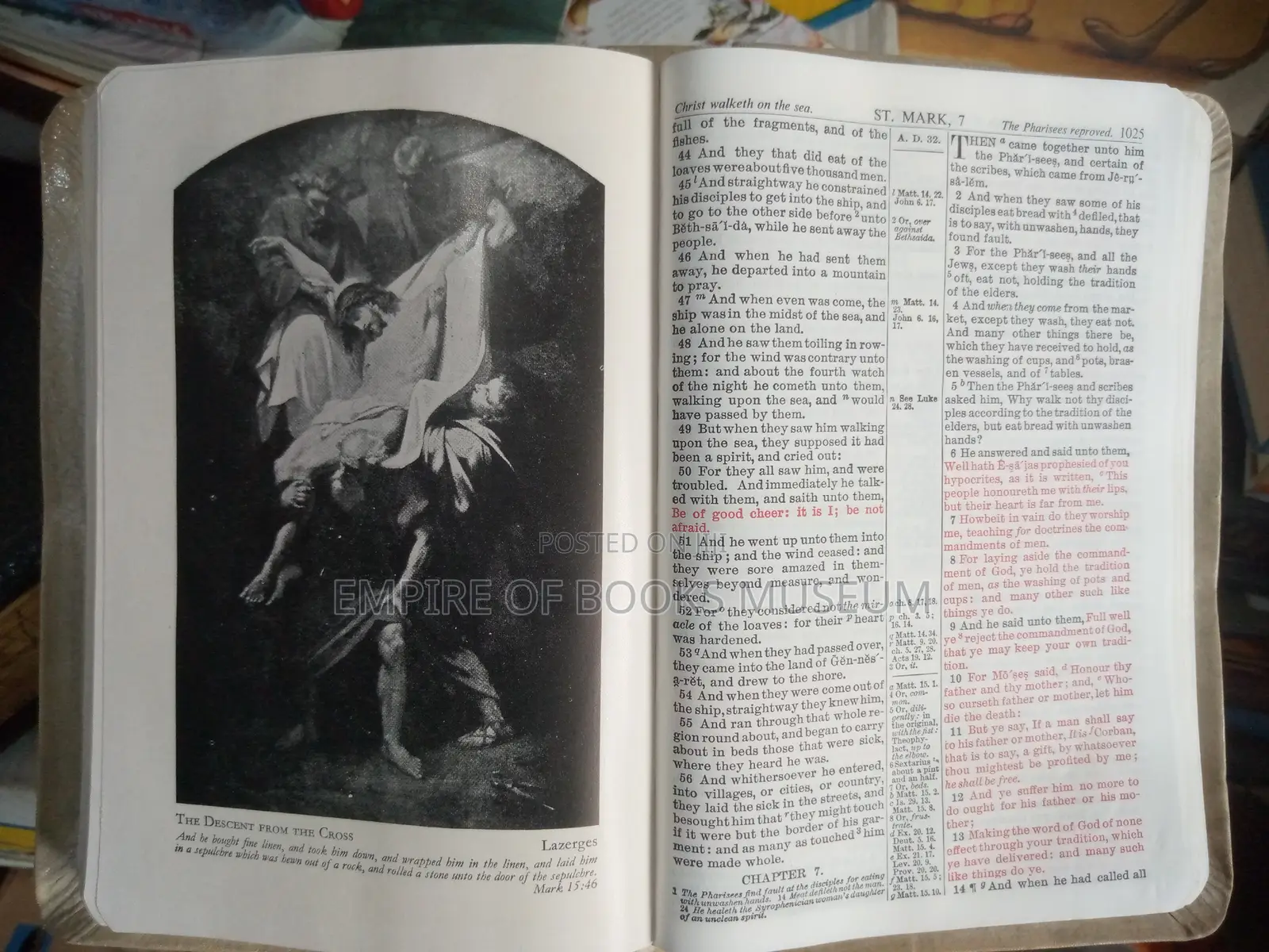 Vintage 1954 Holy Bible Illustrated Leather