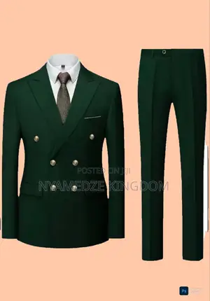 Hamthuit Men's Double-breasted Suit In Green.