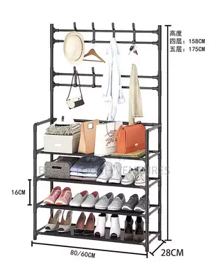 5-Tier Shoe Bag Rack With Hanging Hooks