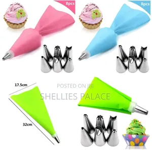 7pcs Set Silicone Icing Piping Cream Pastry Bag 6 Stainlesssteel