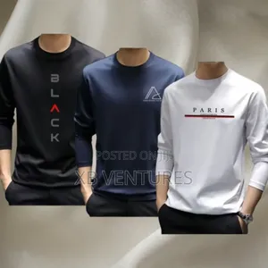 3 Piece Men's Long Sleeve T-Shirts 100% Cotton - Multicolour
