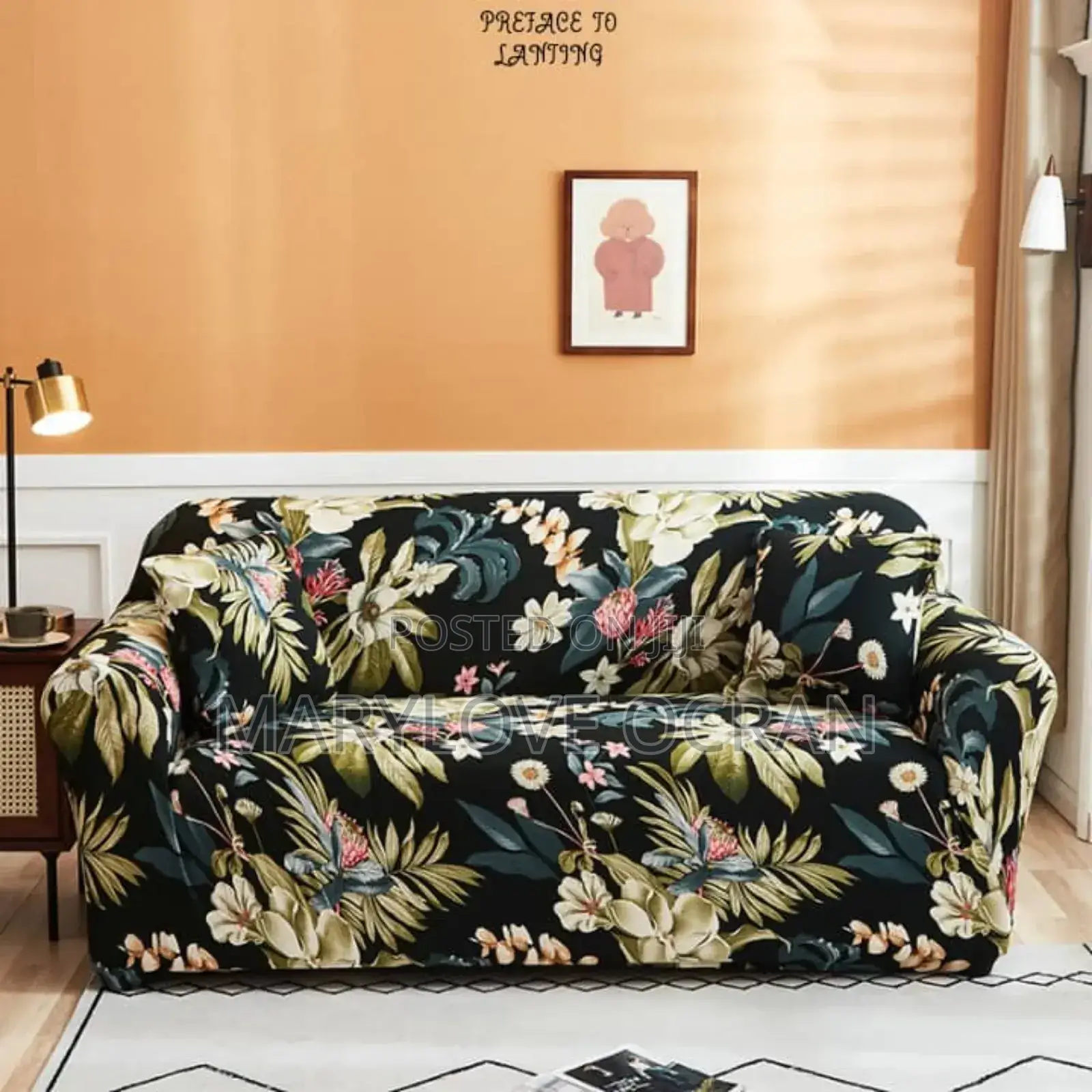 Geometric Orange Sofa Covers