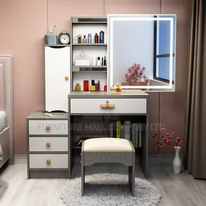 Solid Lightening System Dressing Mirror With Chair