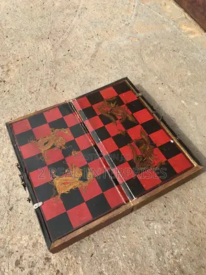 Original Antique Chinese Chess With Wooden Carved Characters Pre Owned