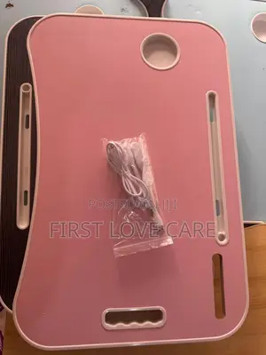 Laptop Table Pink And Black With Lamp, Mini Fan And Mini Power Bank