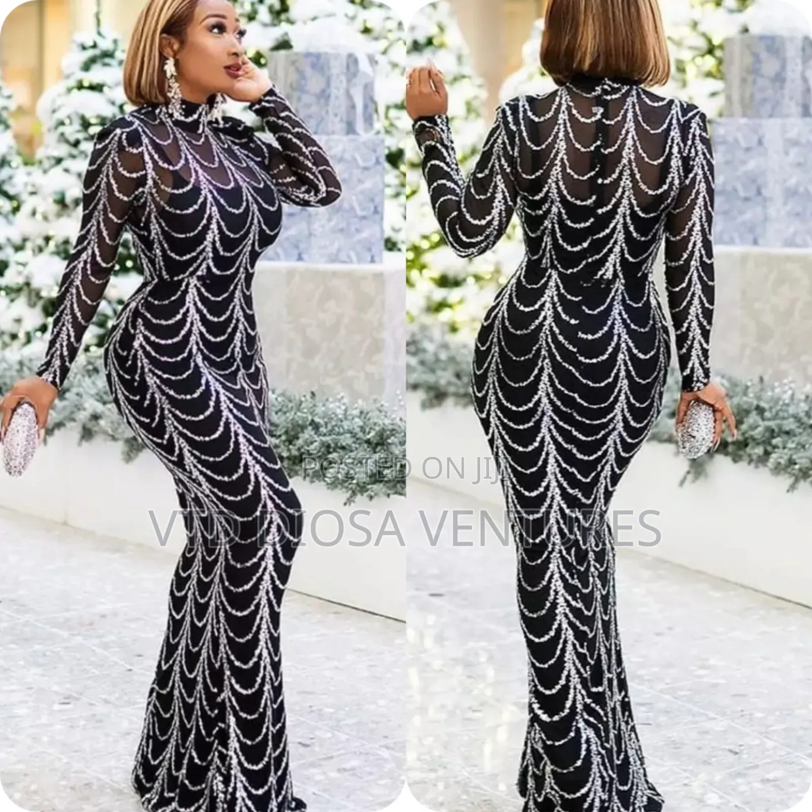 Stunning Black Silver Gown
