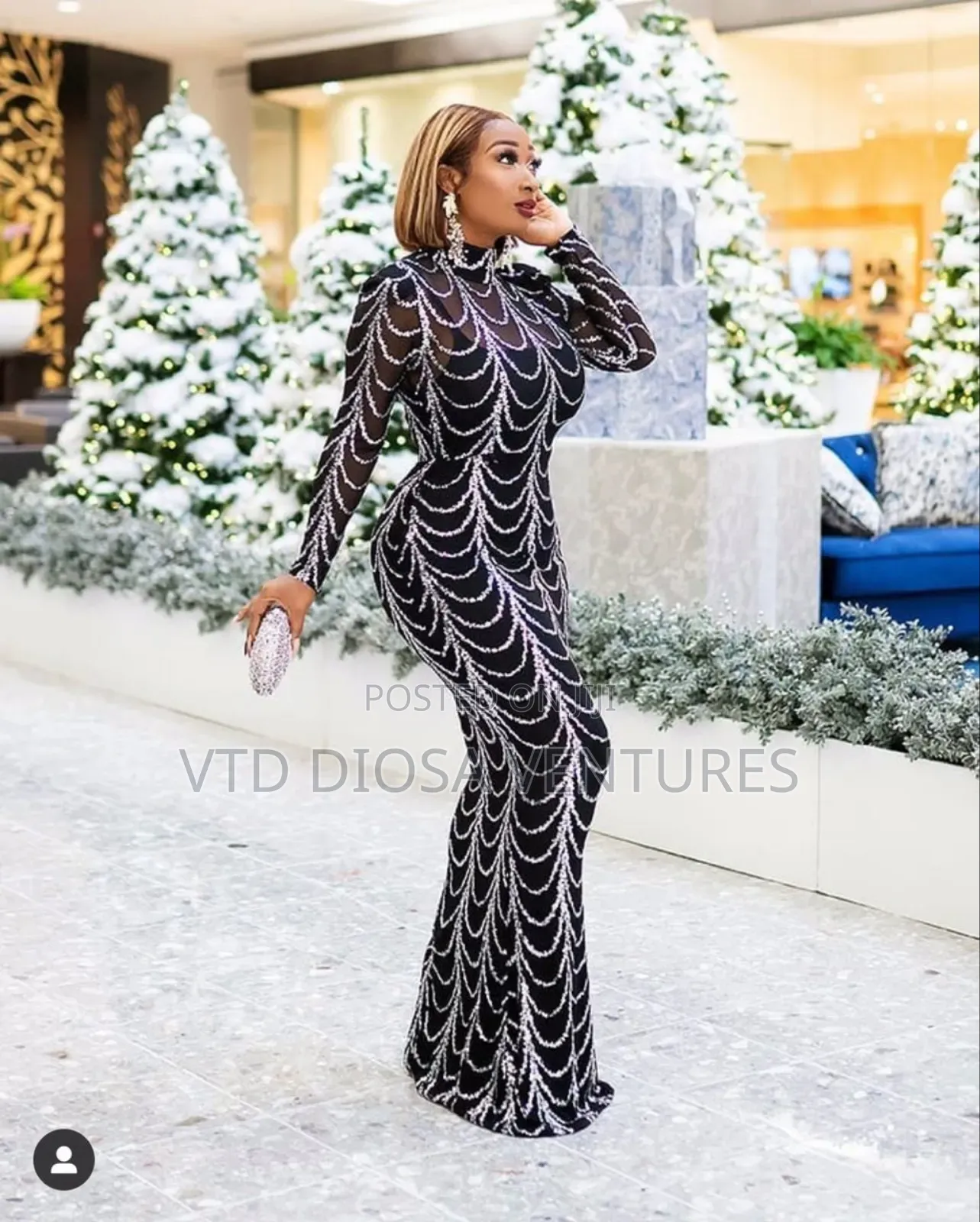 Stunning Black Silver Gown