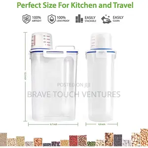 Grain Storage Container With Measuring Cup