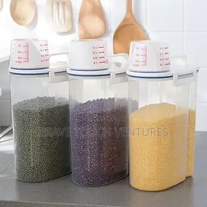 Grain Storage Container With Measuring Cup