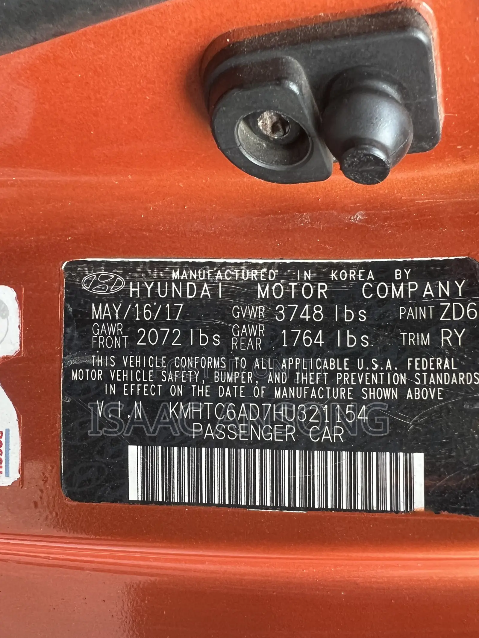 Hyundai Veloster 2017 Orange