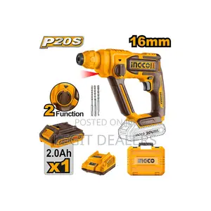 Ingco Cordless Rotary Hammer 20v + 3pcs Drill Bits