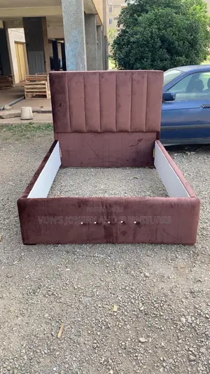 Coffe Suede Stuffing Bed(Modern Design)