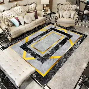 Two Black Rectangular Designs Rug