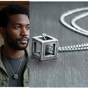 Retro Hollow Cube Pendant Necklace