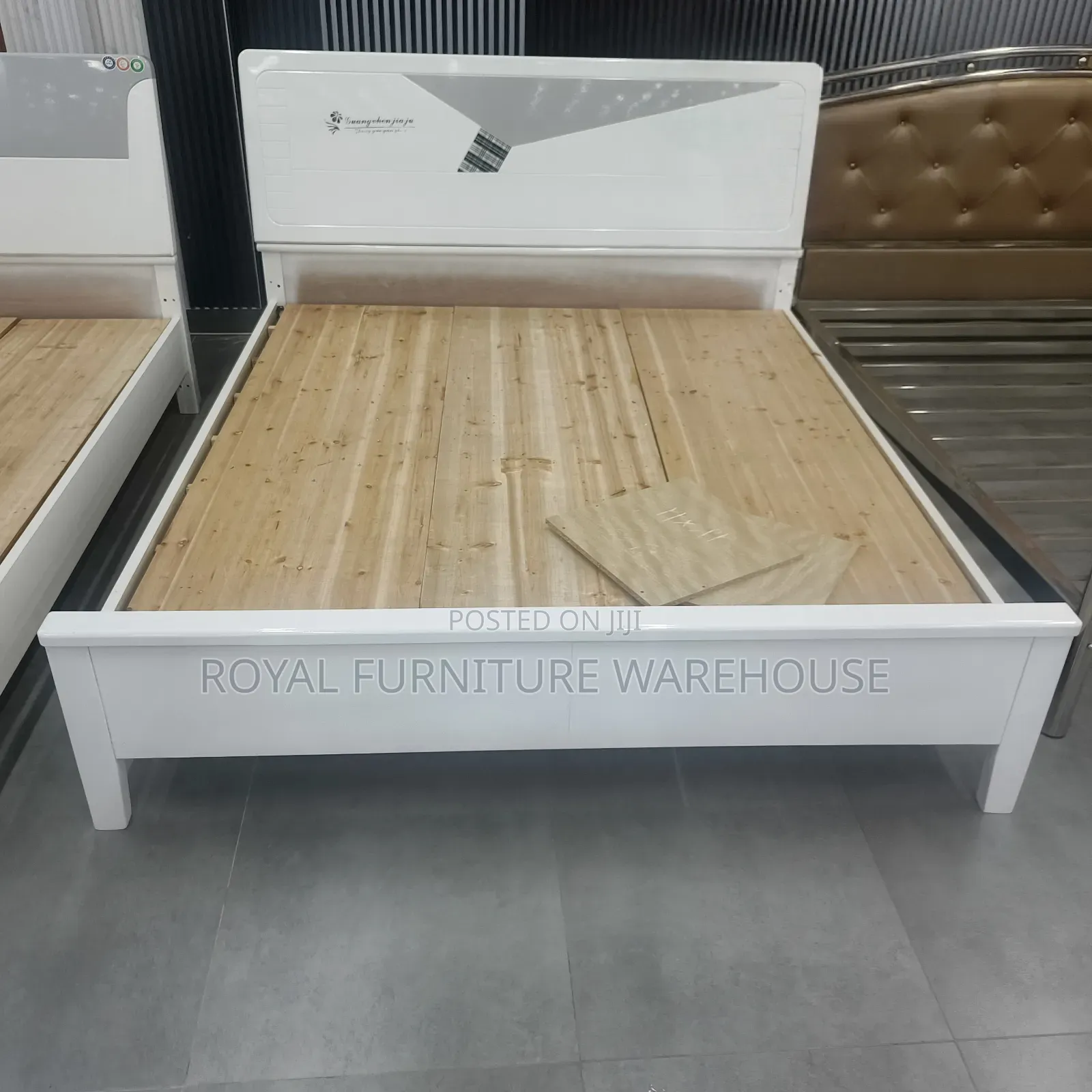 Modern White Wooden Queen Size Bed Frame
