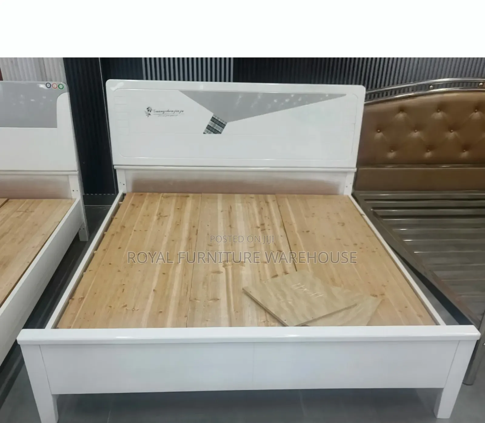 Modern White Double Size Wooden Bed Frame