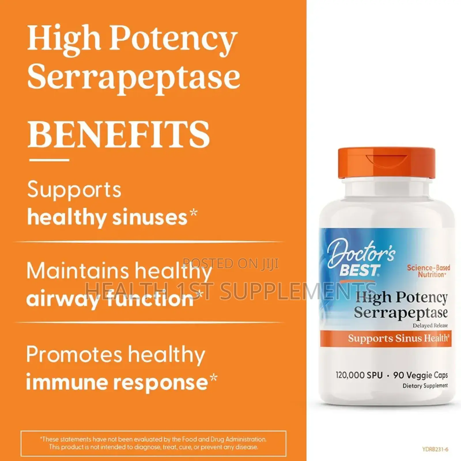 High Potency Serrapeptase, Sinus Health, 120,000 Spu Per Cap, 90 Vcaps