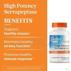 High Potency Serrapeptase, Sinus Health, 120,000 Spu Per Cap, 90 Vcaps
