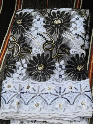 Beautiful White Lace With Black Embroidery and Sequin