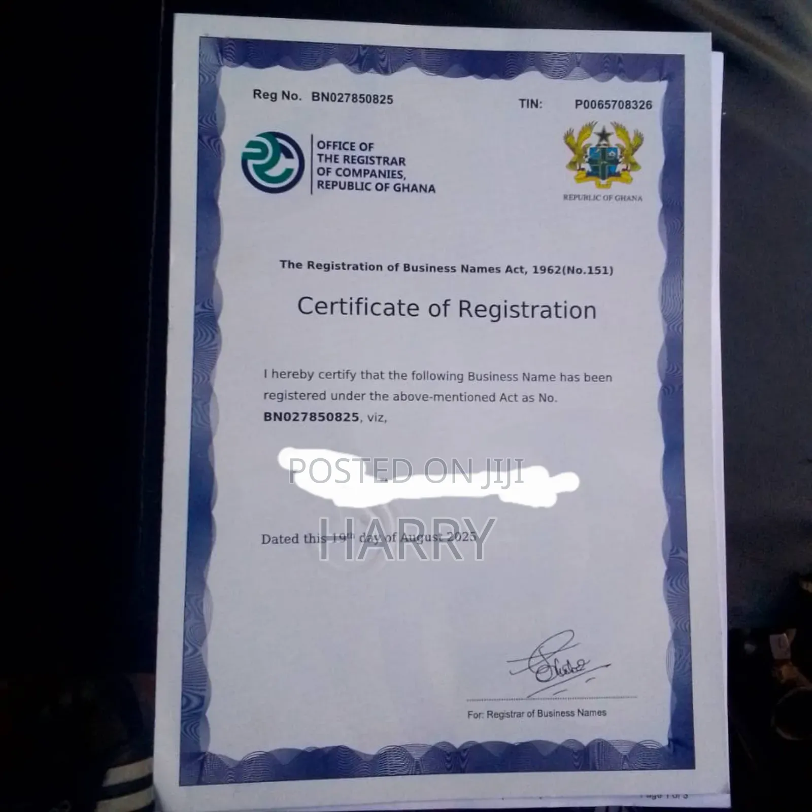 Business Certificate