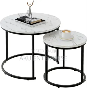 2 in 1 Center Table, Wooden Look Mable Coffee Table Black and White