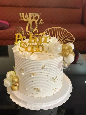 Classy White and Gold Cake for Dad, Order Now