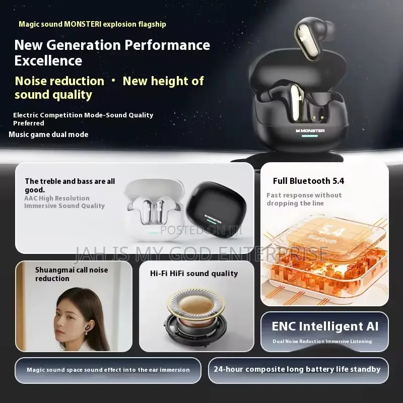 Monster Mqt52 TWS Wireless Bluetooth Noise Canceling Earbuds