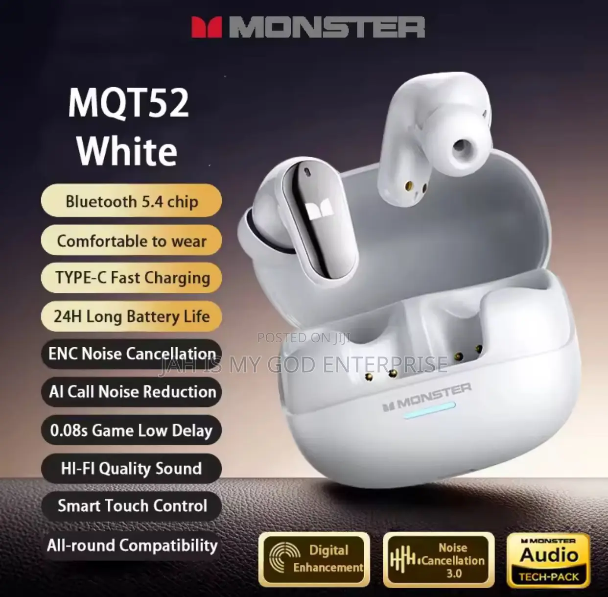 Monster Mqt52 TWS Wireless Bluetooth Noise Canceling Earbuds