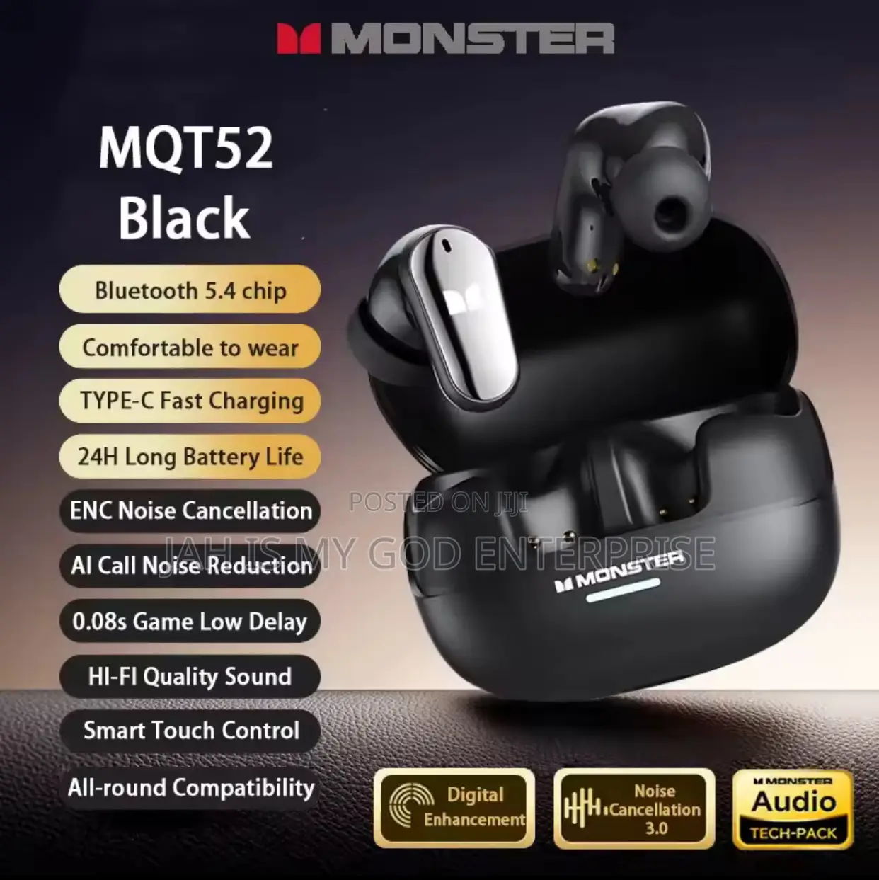 Monster Mqt52 TWS Wireless Bluetooth Noise Canceling Earbuds