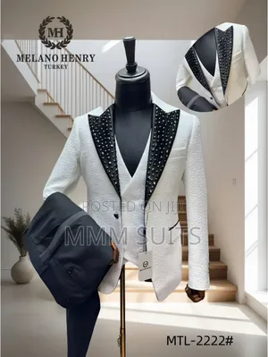 Elegant Classic Turkish Melano 3-Piece Tuxedo Men's Suit With Stones