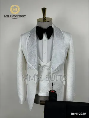 3-Piece Classic Big Lapel Turkish Tuxedo Men's Suit With Stones